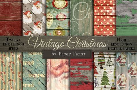 Vintage Christmas Backgrounds By Paper Farms Thehungryjpeg