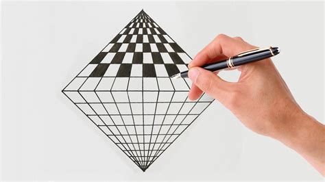(step 2) find the centers through the horizontal line. How To Draw Geometric Square ! 3d Drawing Art ! Optical ...