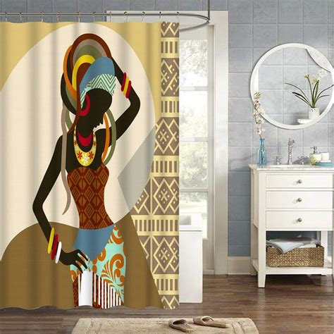 Sexy African Womens With Beautiful Dress Dance Shower Curtains Bathroom