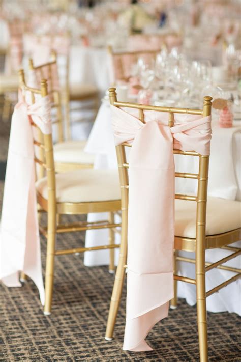 Gold Chiavari Chairs With Blush Sash Ties Pastel Pink Weddings Gold