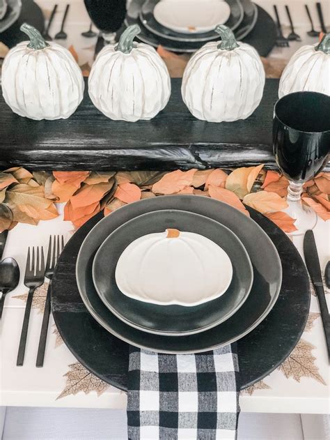 Buffalo Check Fall Table Classic Black And White Plaid Thanksgiving