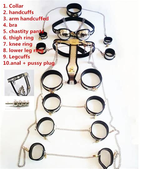 Female Chastity Belt Device 10 Pcsset Stainless Steel Bondage Bdsm
