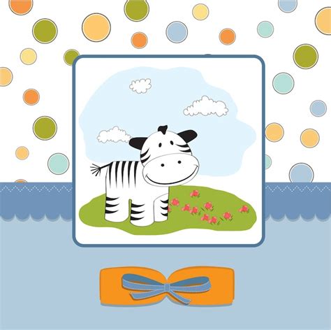 Premium Vector Cute Baby Shower Card With Zebra