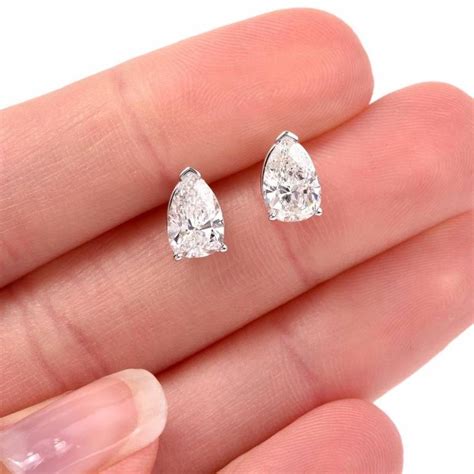 215 Carat Pear Shape Diamond Platinum Stud Earrings At 1stdibs
