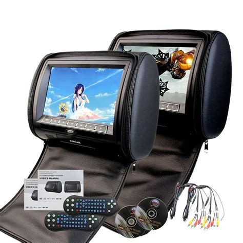 Two Car Headrests Dvd Player 9inch Twin Screen For Usb Sd Multimedia