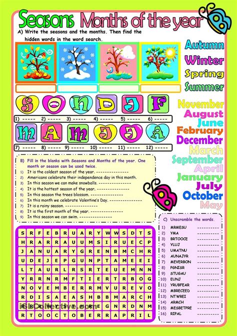 Seasonsandmonths Of The Year Seasons Months English Lessons Month Of