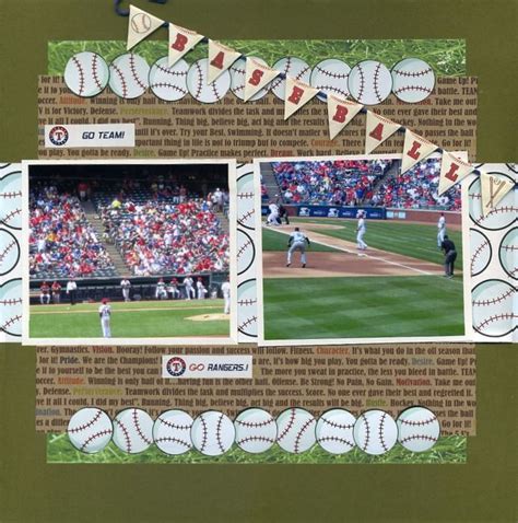 Baseball Baseball Scrapbook Scrapbooking Sports Scrapbook Page Layouts