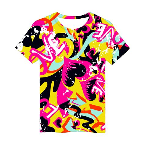3d Graffiti Short Sleeve T Shirt Male 3d Graffiti Pattern T Shirt Man