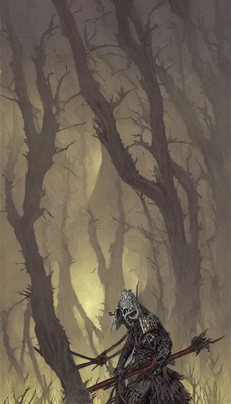 Painting Of Undead Wight Warrior Forest And Cabin Stable Diffusion