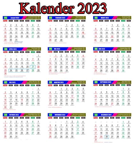 Download Template Kalender Baru Tahun 2023 Atau 1444 Hijriah Lengkap