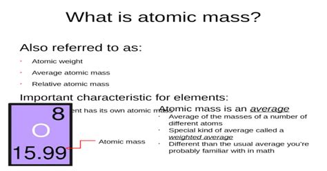 What Is Atomic Mass Also Referred To As Atomic Weight Average Atomic