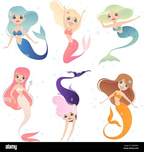 Mermaid Cartoon Underwater Life Character Mermaid Princess In Action
