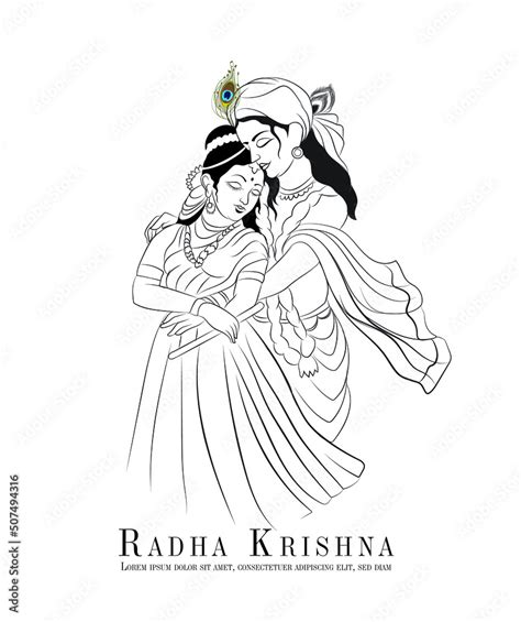 Radha Krishna Line Art Stock Vector Adobe Stock