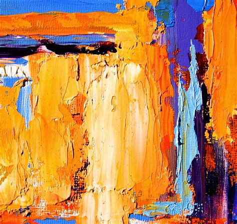 California Artwork Vibrant Abstract Oil Painting With Thick Paint By