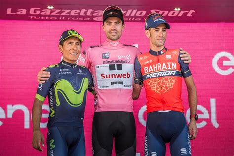 Milano Italy May 28 2017 The Final Podium Of The Tour Of Italy 2017