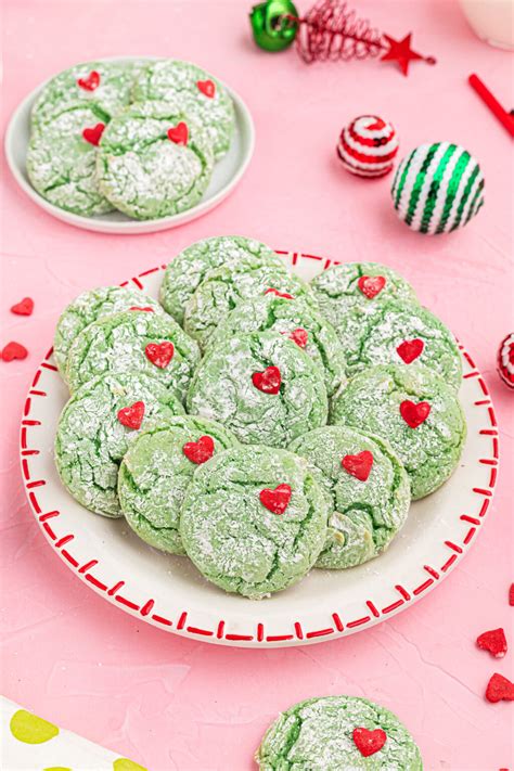 Grinch Cookies A Deliciously Mean And Green Crinkle Cookie Recipe