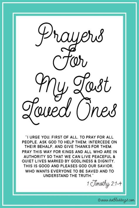 Prayers For My Lost Loved Ones Scripture Cards Instant Digital