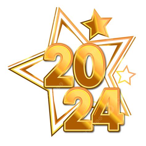 2024 Golden Star Logo Vector 2024 2024 New Year Golden Png And