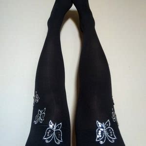 Thigh High Socks Black Spandex Rhinestone Lolita Sexy Cute Etsy