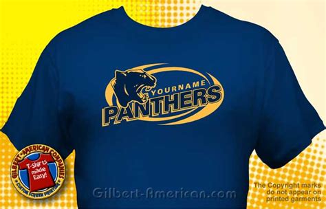 Panther Mascot T Shirt Design Ideas School Spirit Free Shipping