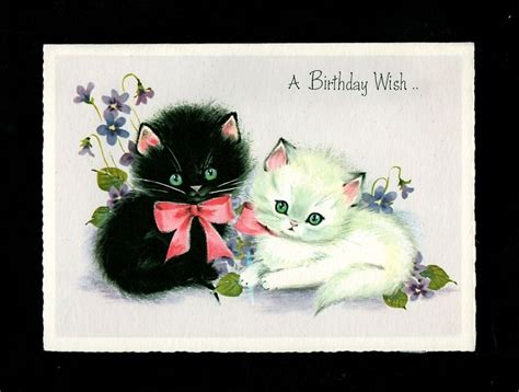 Unused Kitten Birthday Card Jn 73 Kittens Vintage Vintage