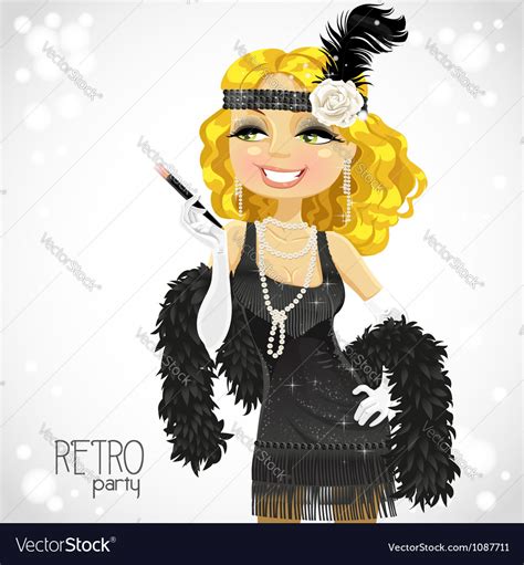 Retro Glamour Gangster Girl Royalty Free Vector Image
