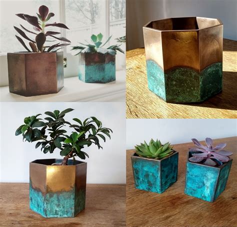 Rustic Bronze Planters Aged Bronze Plant Pots Unique Metal - Etsy