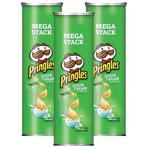 3 Pack Pringles Potato Crisps Chips Mega Stack Sour Cream And Onion 7