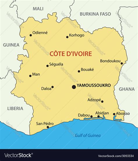 Republic Ivory Coast Map Royalty Free Vector Image