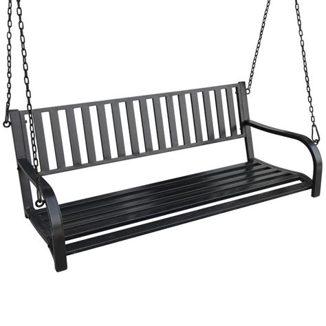 Black Steel Swing In 2020 Black Steel Modern Porch Swings Metal Furniture Design