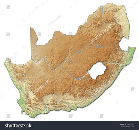 Relief Map Of South Africa 3d Rendering Stock Photo 454112983
