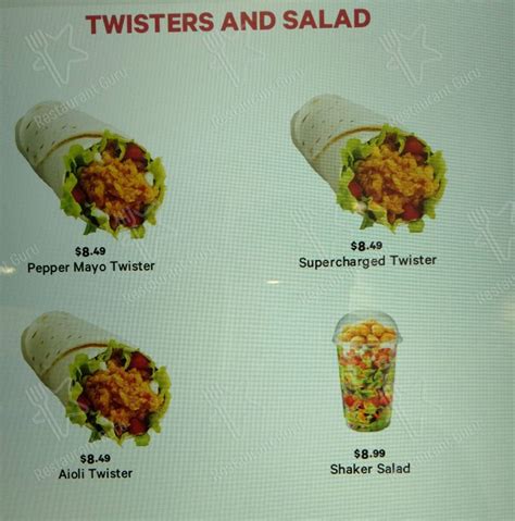 Menu At Kfc Quay Street Fast Food Auckland 10 Quay St