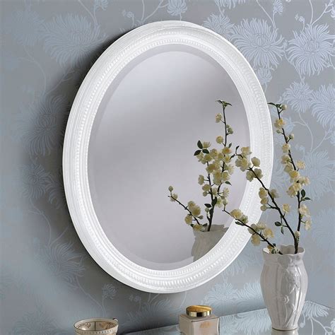 Traditional White Oval Mirror Contemporary Mirrors