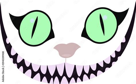 Vector Illustration Smile Cheshire Cat Eyes Teeth Mouth Alice In