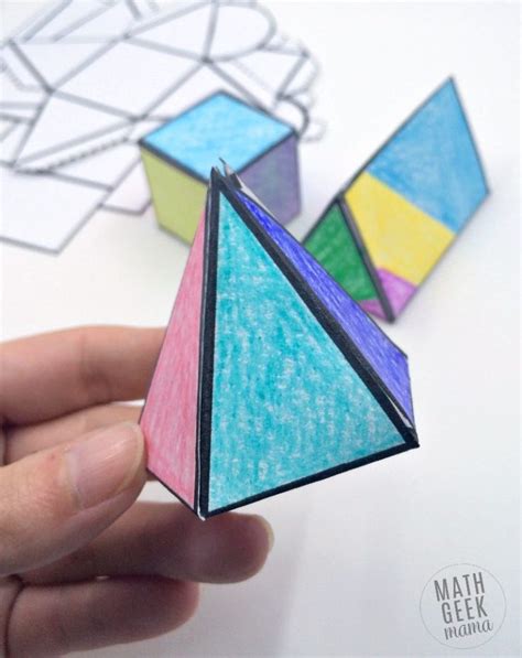 Foldable 3D Shapes (FREE Printable Nets!) | Shapes worksheets, 3d