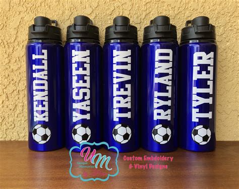 Soccer Aluminum Water Bottle Personalized Name Metal Water Etsy