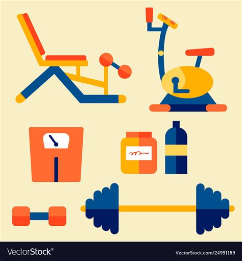 Gym Workout Equipment Set Royalty Free Vector Image