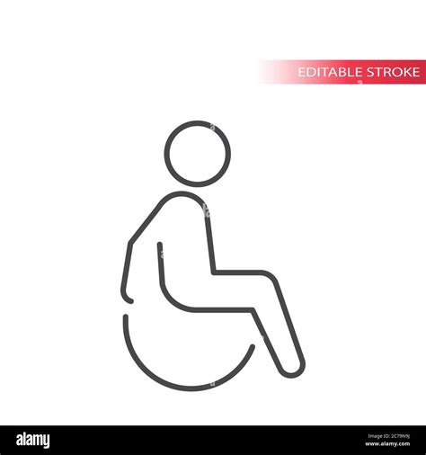 Disabled Person In Wheelchair Thin Line Icon Disability Symbol