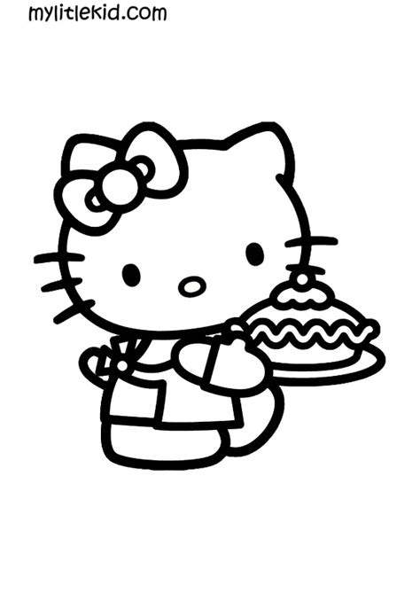 Hello Kitty Cake Coloring Pages