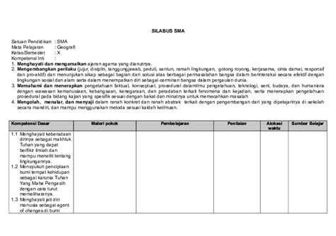 Download lengkap silabus geografi sma kelas xi. Download Silabus Geografi Kelas 10 - Revisi Sekolah