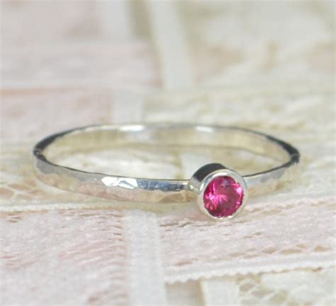 Ruby Engagement Ring Sterling Silver Ruby Wedding Ring Set Rustic