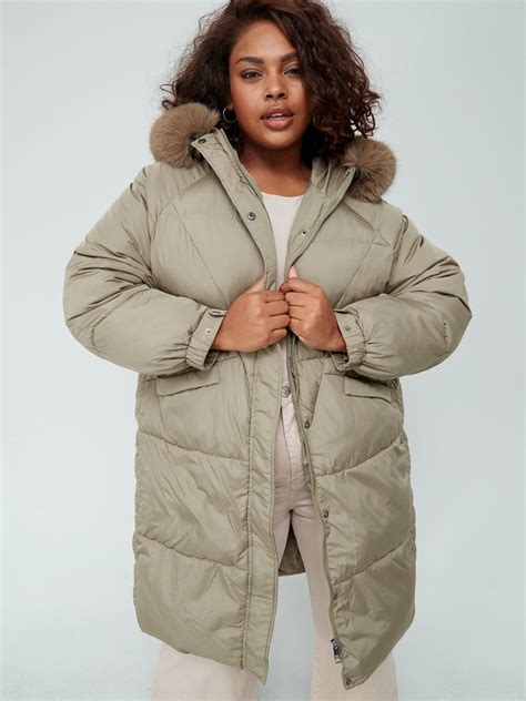 New Plus Size 18 20 22 24 Womens Faux Fur Padded Ladies Jacket Parka
