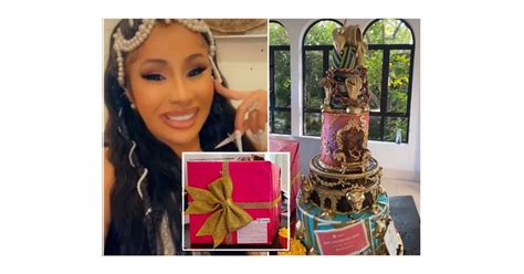 Cardi B Shows Off Bellesa Sex Toys Vibrators And Extravagant Five Tier Wap Birthday Cake To Her