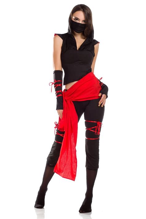 Halloween Woman Adult Sexy Deadly Ninja Warrior Costume Fancy Party Dress Set Costume Wig