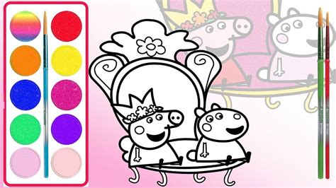 This coloring page shows peppa and her many friends: Peppa Pig Coloring Pages Suzy Sheep - kidsworksheetfun