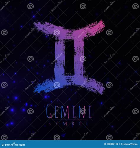 Vector Abstract Zodiac Sign Gemini On A Dark Cosmic Background Stock