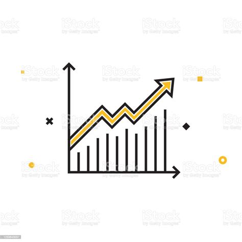 Increase Flat Line Icon Outline Vector Symbol Illustration Stock