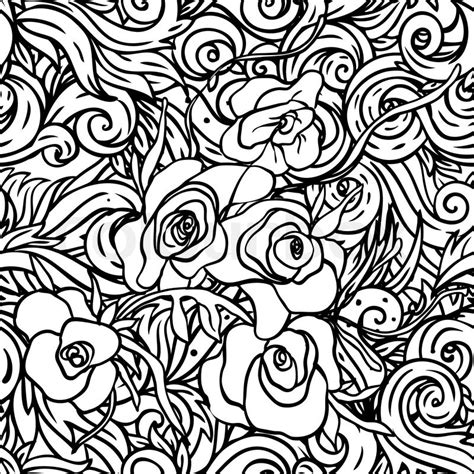 Vintage design elements (black and. Seamless pattern with black and white flowers | Stock ...