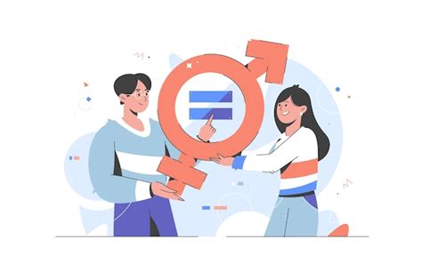 Premium Vector Gender Equality Concept Equal Business Man And Woman On Balance Scale Without