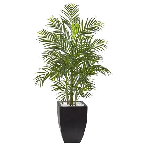 Nearly Natural 45 Ft Areca Palm Tree With Black Wash Planter Uv